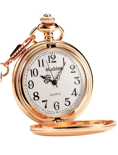 Mudder Classic Smooth Vintage Steel Mens Pocket Watch Xmas Gift