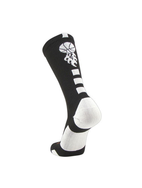 Swanq Baseline Fire Flame Basketball Logo Crew Socks by TCK