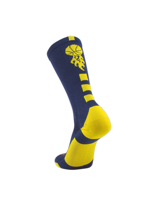 Swanq Baseline Fire Flame Basketball Logo Crew Socks by TCK