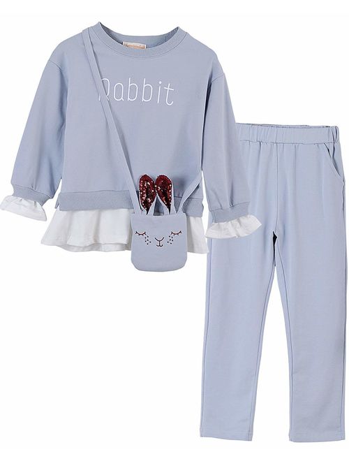 Little Girls Cute Long Sleeve Top & Pant Clothes Set