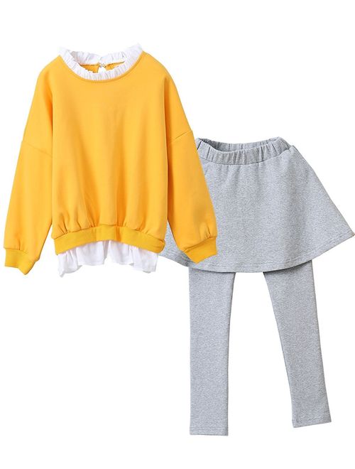 Little Girls Cute Long Sleeve Top & Pant Clothes Set