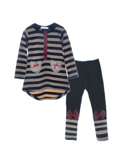 Little Girls Cute Long Sleeve Top & Pant Clothes Set