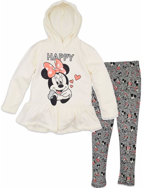 Disney Girls' Minnie Mouse 2-Piece Fleece Hoodie and Leggings Clothing Set