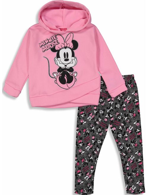 Disney Girls' Minnie Mouse 2-Piece Fleece Hoodie and Leggings Clothing Set