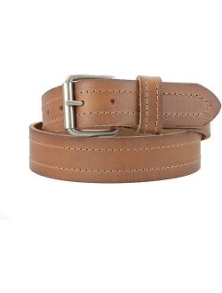 1-1/2 in. US Steer Hide Leather Double Stitch Men's Belt w/ Antq.Nickel Roller Buckle