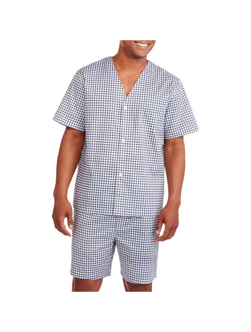 Fruit of the Loom Big and Tall Men's Short Sleeve, Knee-Length Pant Print Pajama Set