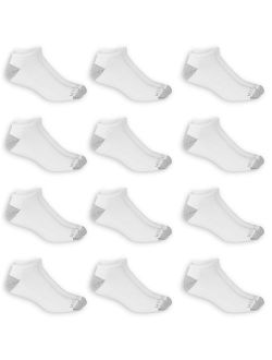 Dual Defense Men's No Show Socks, 12 Pack, 6-12, White/Gray