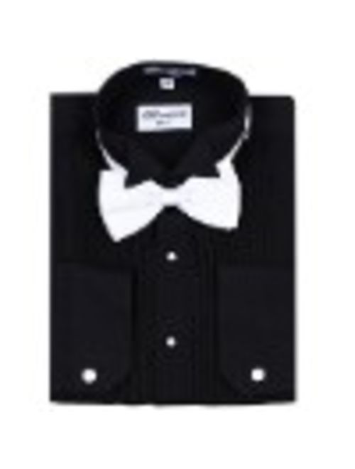 Berlioni Italy Men'S Tuxedo Shirt Wingtip Collar W/Bow-Tie Dress Shirt White S-32/33