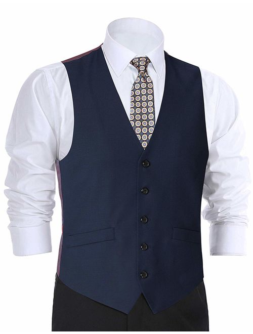 Mens Suit Vest Casual & Formal Fitted Waistcoat Wool Business Suit Vest