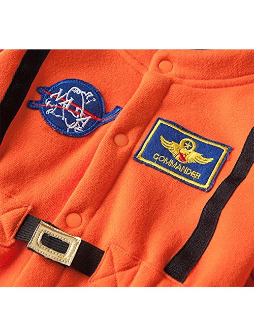 StylesILove Baby Toddler Boy Orange Astronaut Fleece Costume Jumpsuit (18-24 months/90)