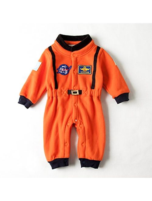 StylesILove Baby Toddler Boy Orange Astronaut Fleece Costume Jumpsuit (18-24 months/90)