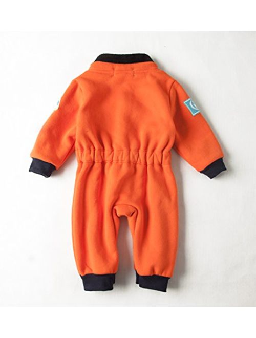 StylesILove Baby Toddler Boy Orange Astronaut Fleece Costume Jumpsuit (18-24 months/90)