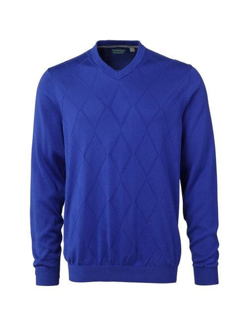 Ashworth Men's Diamond Texture Pima Pullover V-Neck Sweater, Several Colors