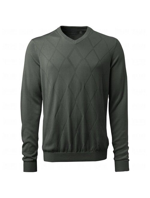 Ashworth Men's Diamond Texture Pima Pullover V-Neck Sweater, Several Colors