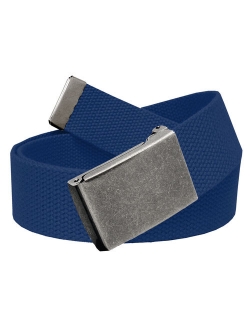 Men's Golf Belt in 1.5 Distressed Silver Flip Top Buckle with Canvas Web Belt Small Black