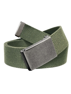 Men's Golf Belt in 1.5 Distressed Silver Flip Top Buckle with Canvas Web Belt Small Black