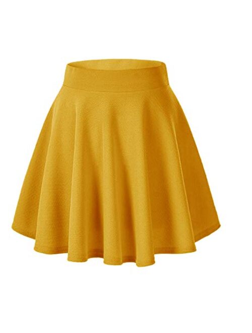 Afibi Casual Mini Stretch Waist Flared Plain Pleated Skater Skirt