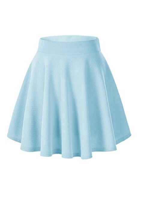 Afibi Casual Mini Stretch Waist Flared Plain Pleated Skater Skirt