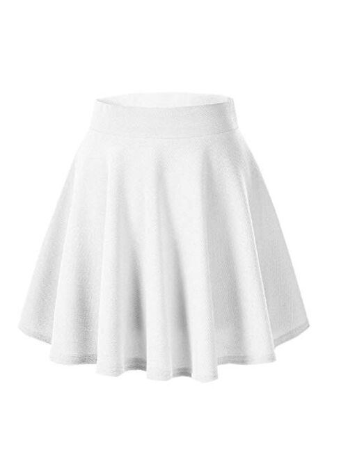 Afibi Casual Mini Stretch Waist Flared Plain Pleated Skater Skirt