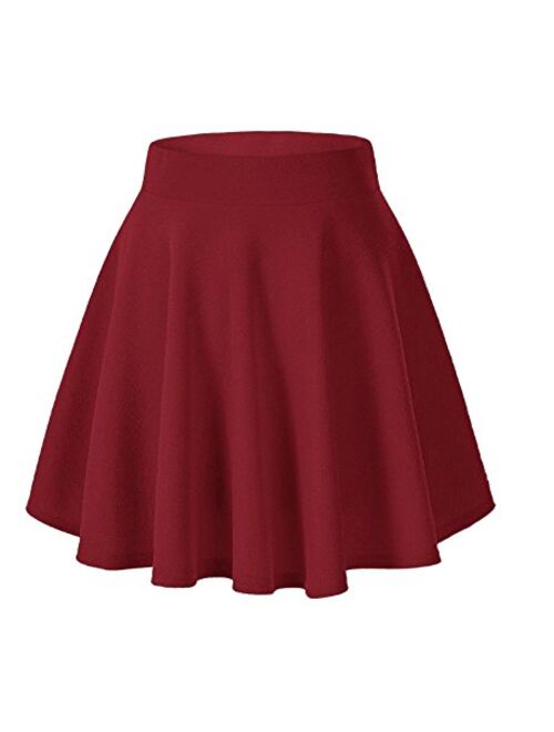 Afibi Casual Mini Stretch Waist Flared Plain Pleated Skater Skirt