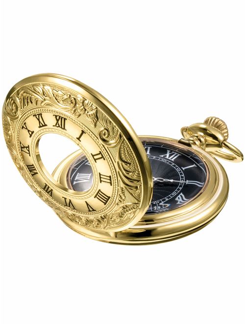 Mudder Vintage Roman Numerals Scale Quartz Pocket Watch with Chain