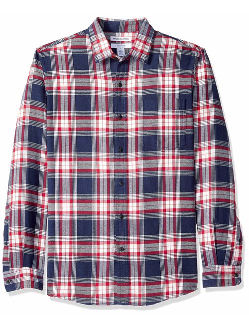 Amazon Essentials Men's Slim-Fit Long-Sleeve Plaid Flannel Shirt