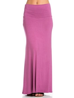 Azules Women's Rayon Span Regular to Plus Size Maxi Skirt - Solid