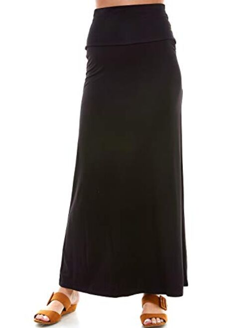 Azules Women's Rayon Span Regular to Plus Size Maxi Skirt - Solid