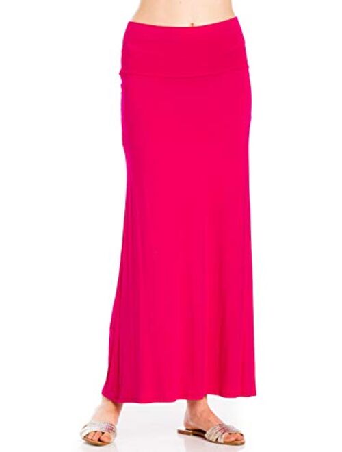 Azules Women's Rayon Span Regular to Plus Size Maxi Skirt - Solid