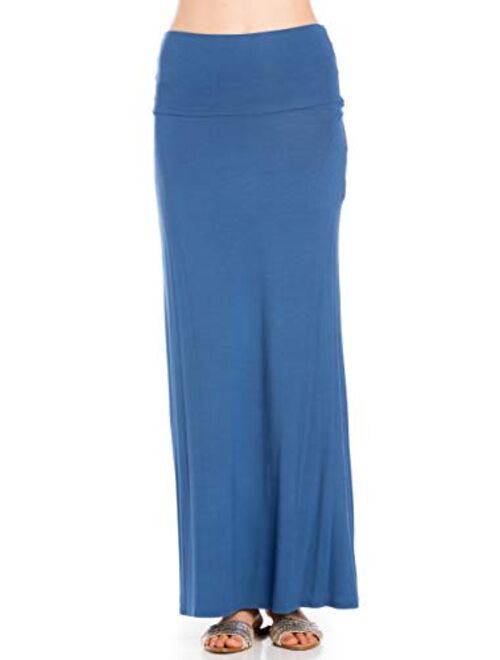 Azules Women's Rayon Span Regular to Plus Size Maxi Skirt - Solid