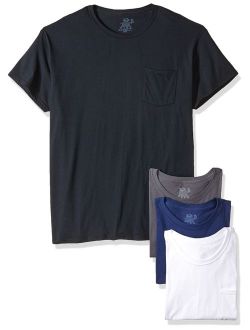 Cotton Solid Crew Neck Pocket T-Shirt Multipack