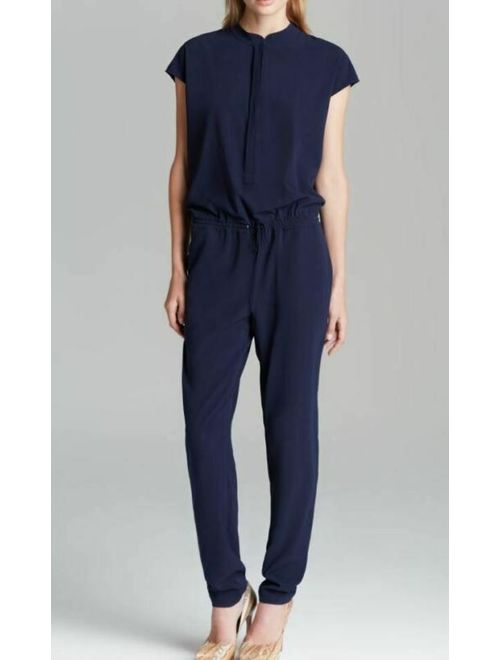 VINCE Navy Blue Stretch Front Zip Pants Jumpsuit Sz 2