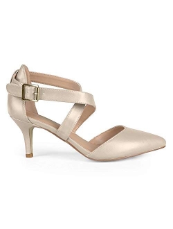 Women's Matte Pointed Toe Ankle Strap Pumps