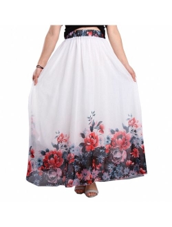 Afibi Women Full/Ankle Length Blending Maxi Chiffon Long Skirt Beach Skirt