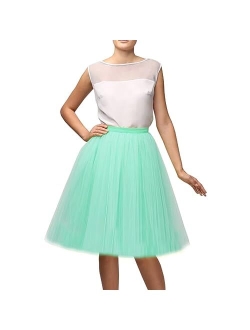 Wedding Planning Women's A Line Short Knee Length Tutu Tulle Prom Party Skirt