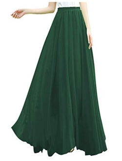 v28 Women Ladies Full/Ankle Length Elastic Retro Maxi Chiffon Long Skirt