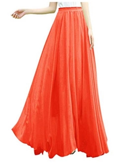 v28 Women Ladies Full/Ankle Length Elastic Retro Maxi Chiffon Long Skirt