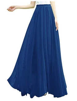 v28 Women Ladies Full/Ankle Length Elastic Retro Maxi Chiffon Long Skirt