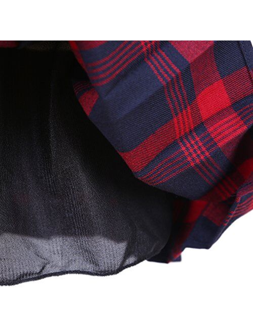 Urban CoCo Women's Elastic Waist Tartan Knife Pleated School Skirt