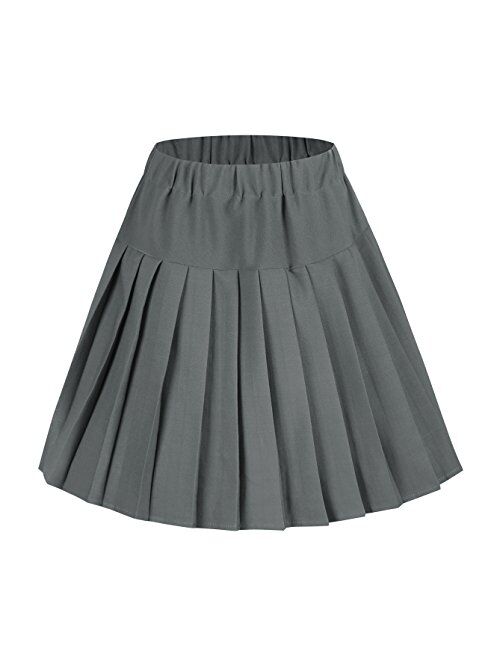 Urban CoCo Women's Elastic Waist Tartan Knife Pleated School Skirt