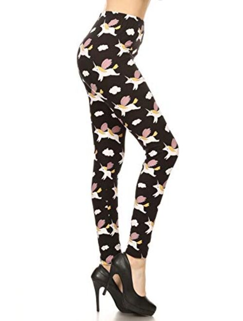 Leggings Depot Women's Ultra Soft High Waist Fashion Leggings BAT1