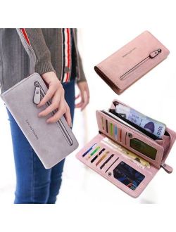 Women Leather Zipper Purse Ladies Clutch Coin Wallet Phone Card Holder Handbag