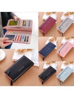 Women PU Leather Wallet Purse Long Card Holder Clutch Box Bag Phone Handbag