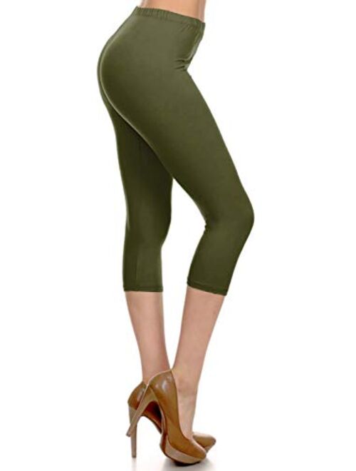 Leggings Depot High Waisted Capri Leggings - Soft & Slim - 37+ Colors