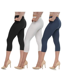 Extra Soft Capri Leggings with High Waist - 20 Colors - Plus