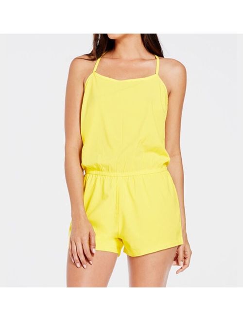 Fabletics Neema Romper Small S Jumper Jumpsuit Shorts Tank Daffodil Yellow