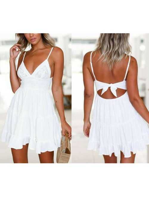 Women Summer Boho Short Mini Dress Evening Cocktail Party Beach Dresses Sundress