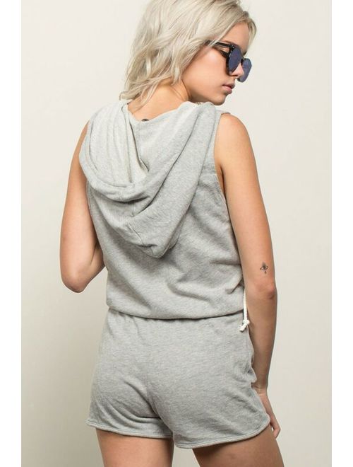 Womens Sleeveless Romper Hoodie French Terry Loungewear - POL Clothing