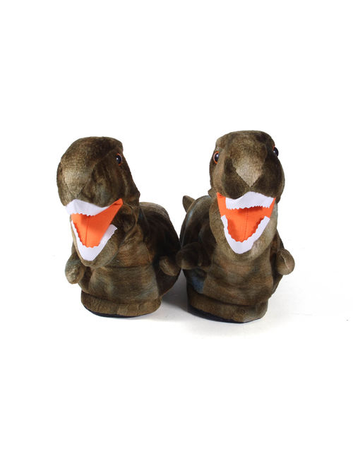 Happy Feet Mens and Womens T-Rex Animal Slippers