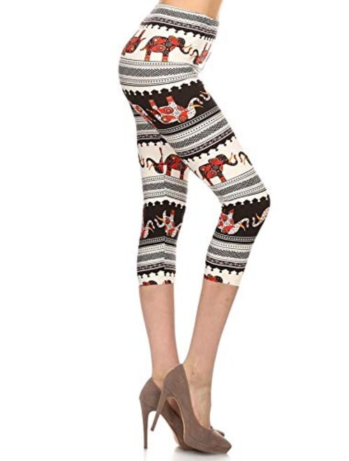 Leggings Depot Capri REG/Plus Fashion Print Leggings Capri BAT1